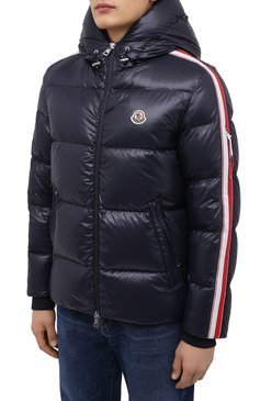 Мужская пуховик dincer MONCLER темно-синего цвета, арт. G2-091-1A000-90-68950 | Фото 3 (Рукава: Длинные; Материал утеплителя: Пух и перо; Длина (верхняя одежда): Короткие; Материал внешний: Синтетический материал; Материал подклада: Синтетический материал; Кросс-КТ: Куртка; Мужское Кросс-КТ: пуховик-короткий; Стили: Спорт-шик; Материал сплава: Проставлено; Драгоценные камни: Проставлено)