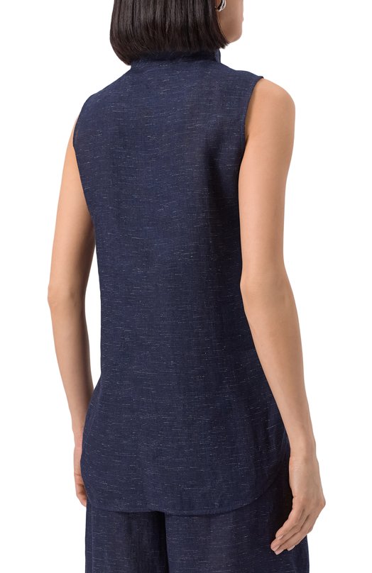 Рубашка изо льна и вискозы Emporio Armani EW000996/TE10381 Синий  EW000996/TE10381 Фото 4