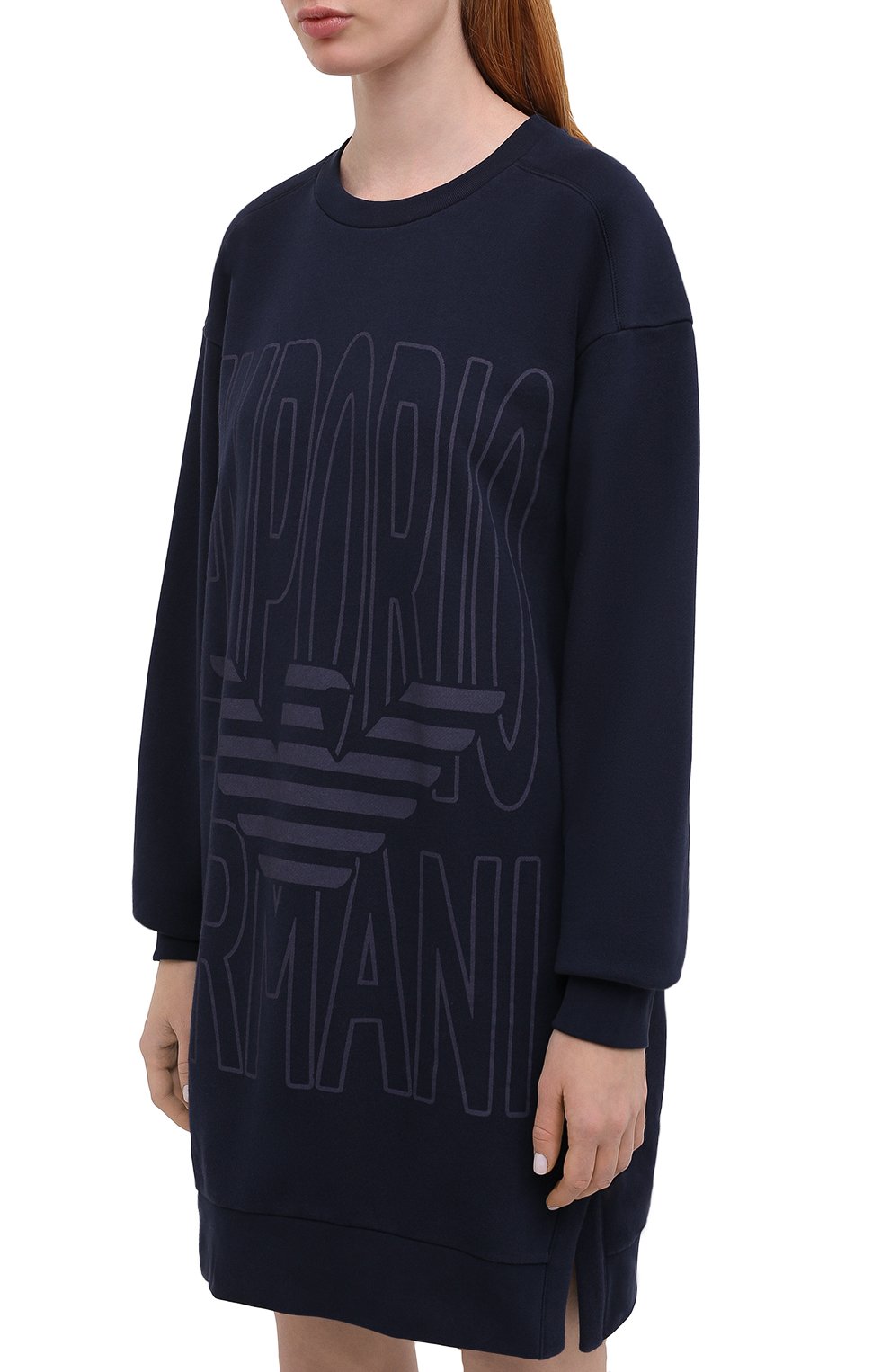 Хлопковое платье EMPORIO ARMANI темно-синего цвета по цене 21600 руб., арт. 164395/0A265, фото 3 Хлопковое платье EMPORIO ARMANI, арт. 164395/0A265, фото 3