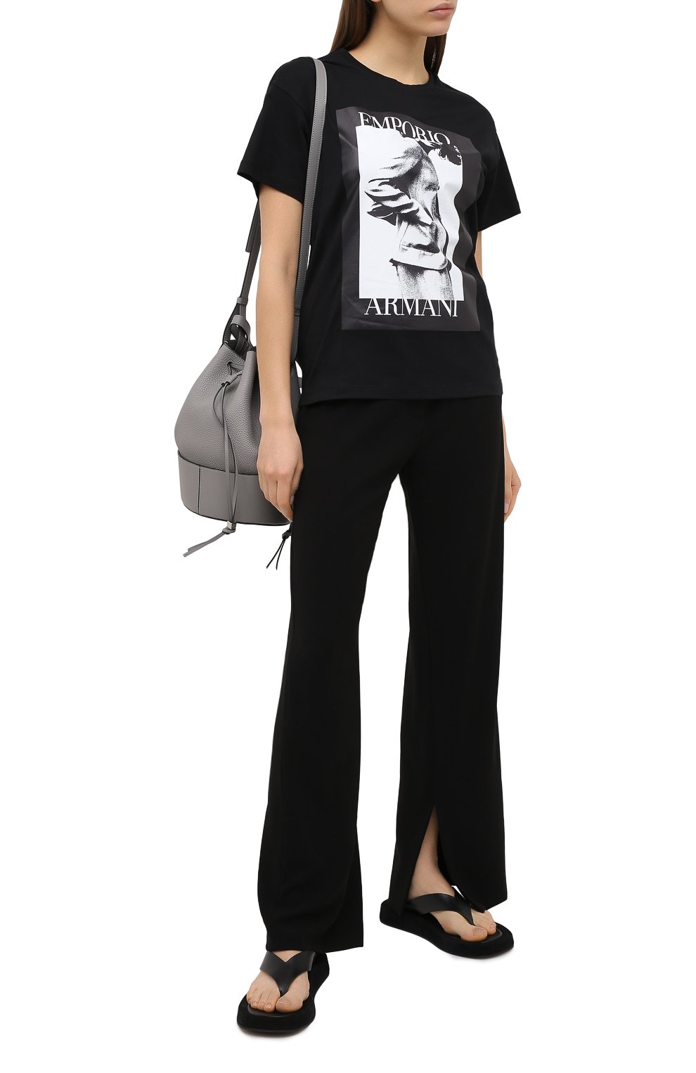 Хлопковая футболка EMPORIO ARMANI черного цвета по цене 18750 руб., арт. 6H2T7L/2J30Z, фото 2 Хлопковая футболка EMPORIO ARMANI, арт. 6H2T7L/2J30Z, фото 2