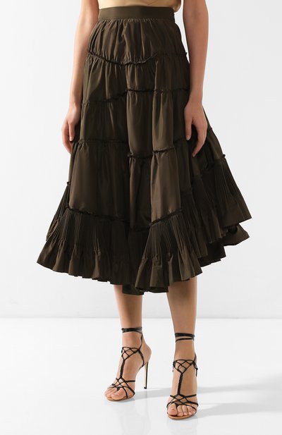 Шелковая юбка BOTTEGA VENETA хаки цвета по цене 299000 руб., арт. 544911/VEVW0, фото 3 Шелковая юбка BOTTEGA VENETA, арт. 544911/VEVW0, фото 3