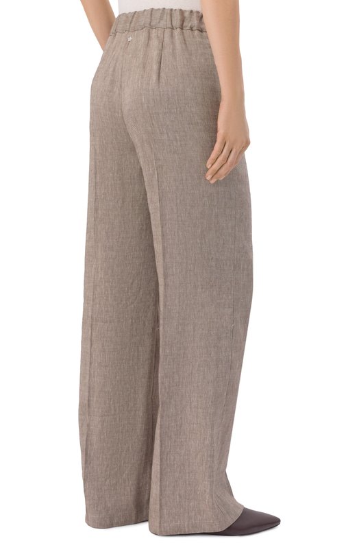 Брюки изо льна и вискозы Lorena Antoniazzi E2624PA31L/5154 Коричневый  E2624PA31L/5154 Фото 4