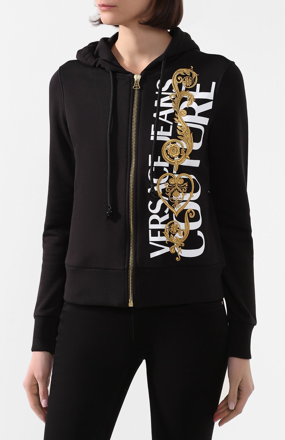 Хлопковая толстовка VERSACE JEANS COUTURE черного цвета по цене 46100 руб., арт. B6HVB71T-VDM306 15AW/30318, фото 3 Хлопковая толстовка VERSACE JEANS COUTURE, арт. B6HVB71T-VDM306 15AW/30318, фото 3