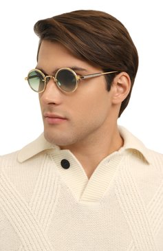 Женские солнцезащитные очки SATO EYEWEAR зеленого цвета, арт. R0TANEV-T/YG/P-1 | Фото 3 (Нос: Не проставлено; Региональные ограничения белый список (Axapta Mercury): Не проставлено; Материал: Пластик, Металл; Кросс-КТ: С/з-унисекс; Тип очков: С/з; Очки форма: Круглые; Оптика Ген�дер: оптика-унисекс)