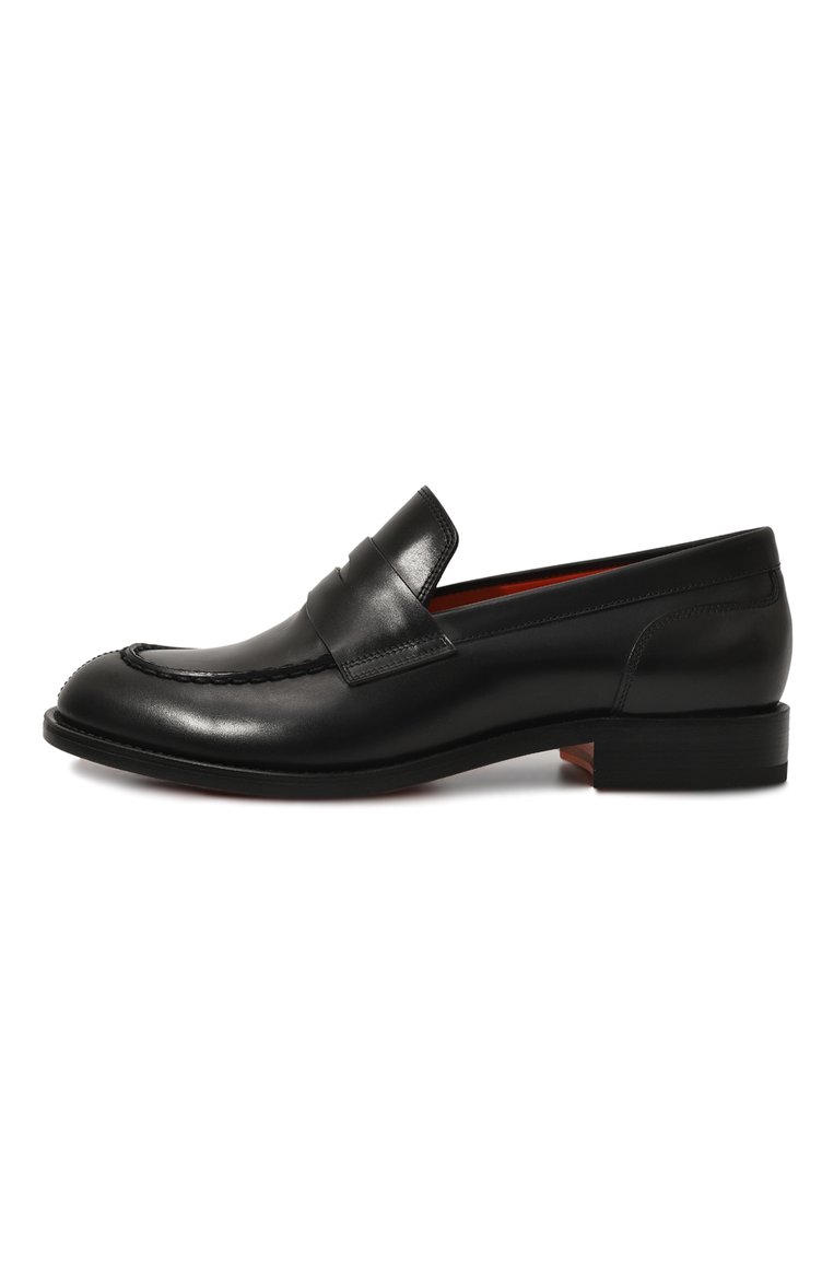 Женские кожаные пенни-лоферы SANTONI черного цвета, арт. WUFL70432BJ2BSV4N01 | Фото 4 (Драгоценные камни: Проставлено; Материал сплава: Проставлено; Материал внутренний: Натуральная кожа; Подошва: Плоская; Каблук высота: Низкий; Материал внешний: Натуральная кожа)