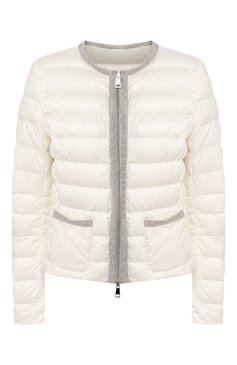 Женская пуховая куртка MONCLER белого цвета, арт. E1-093-45388-98-53048 | Фото 1 (Материал утеплителя: Пух и перо; Материал подклада: Синтетический материал; Статус проверки: Проверена категория; Материал внешний: Синтетический материал; Рукава: Длинные; Женское Кросс-КТ: Пуховик-куртка, Подстежка; Длина (верхняя одежда): Короткие; Кросс-КТ: Куртка, Утепленный; Материал сплава: Проставлено; Драгоценные камни: Проставлено)