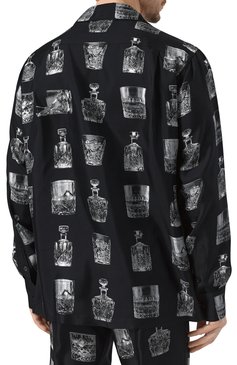 Мужская шелковая сорочка DOLCE & GABBANA черного цвета, арт. G5IF1T/HI1V0 | Фото 4 (Длина (для топов): Стандартные; Материал сплава: Проставлено; Рукава: Длинные; Материал внешний: Шелк; Драгоценные камни: Проставлено; Кросс-КТ: домашняя одежда)