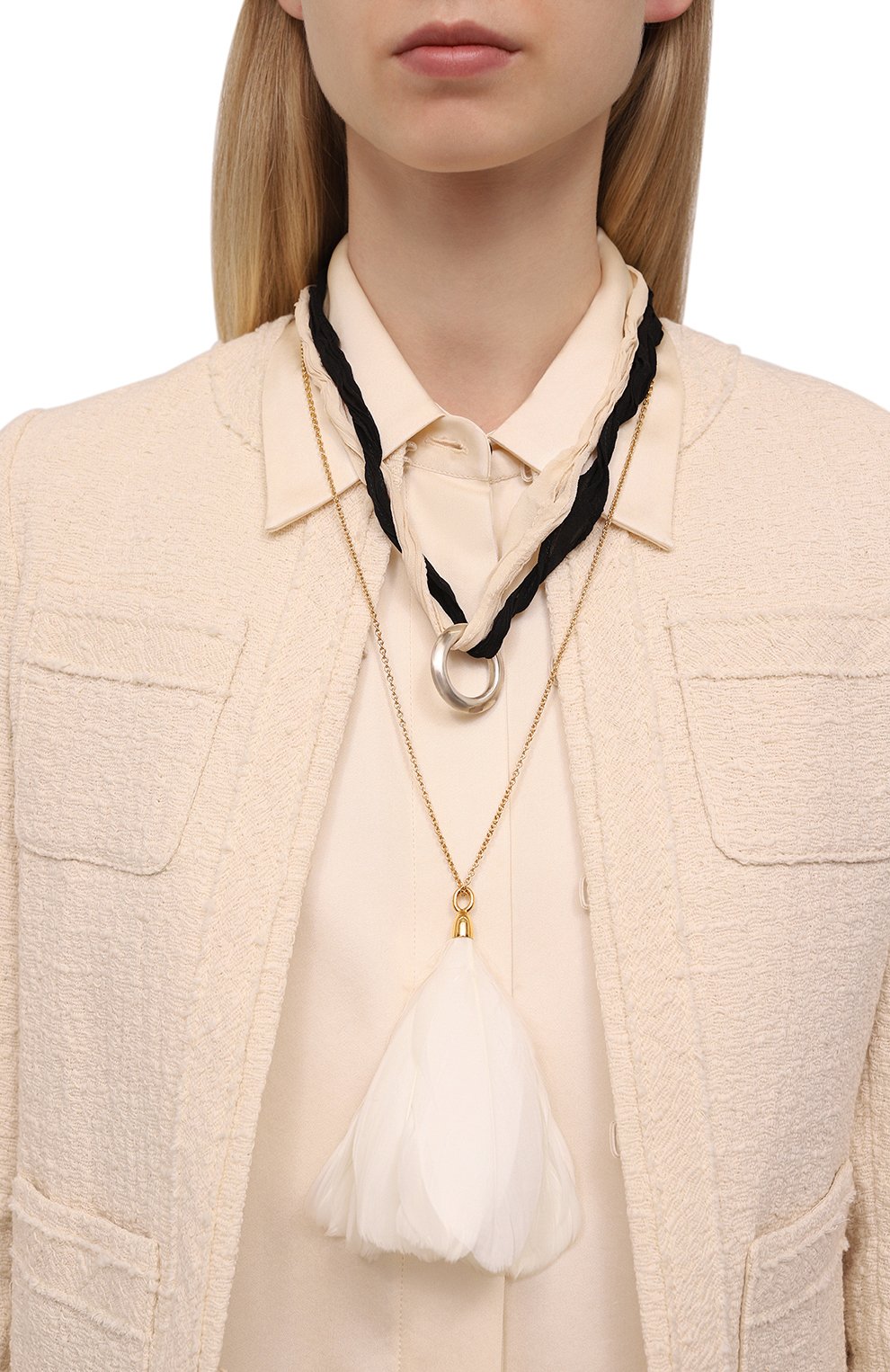 Кулон на цепочке JIL SANDER белого цвета по цене 111500 руб., арт. J11UU0038 J12045, фото 5 Кулон на цепочке JIL SANDER, арт. J11UU0038 J12045, фото 5