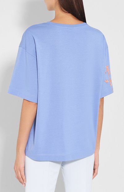Хлопковая футболка DRIES VAN NOTEN синего цвета по цене 22900 руб., арт. 192-11179-8611, фото 4 Хлопковая футболка DRIES VAN NOTEN, арт. 192-11179-8611, фото 4