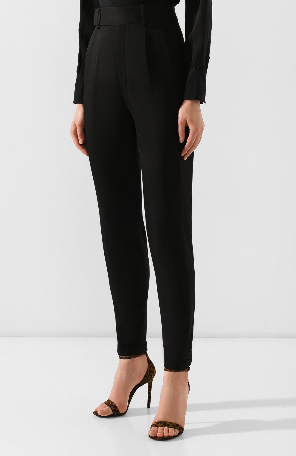 Шерстяные брюки SAINT LAURENT черного цвета по цене 104500 руб., арт. 576644/Y173Q, фото 3 Шерстяные брюки SAINT LAURENT, арт. 576644/Y173Q, фото 3