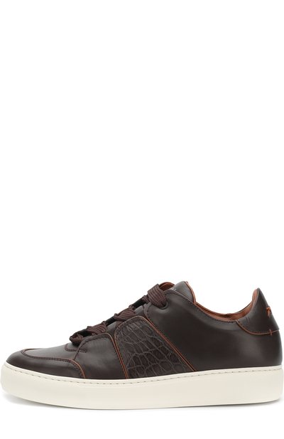Кожаные кеды с отделкой кожи аллигатора ZEGNA, арт. A2975X-JCT/AMIS, фото 3