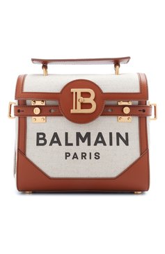 Женская сумка bbuzz 23 BALMAIN коричневого цвета, арт. VN0DB530/TCFN | Фото 1 (Сумки-технические: Сумки через плечо, Сумки top-handle; Материал сплава: Проставлено; Ремень/цепочка: На ремешке; Материал: Текстиль; Драгоценные камни: Проставлено; Размер: small)