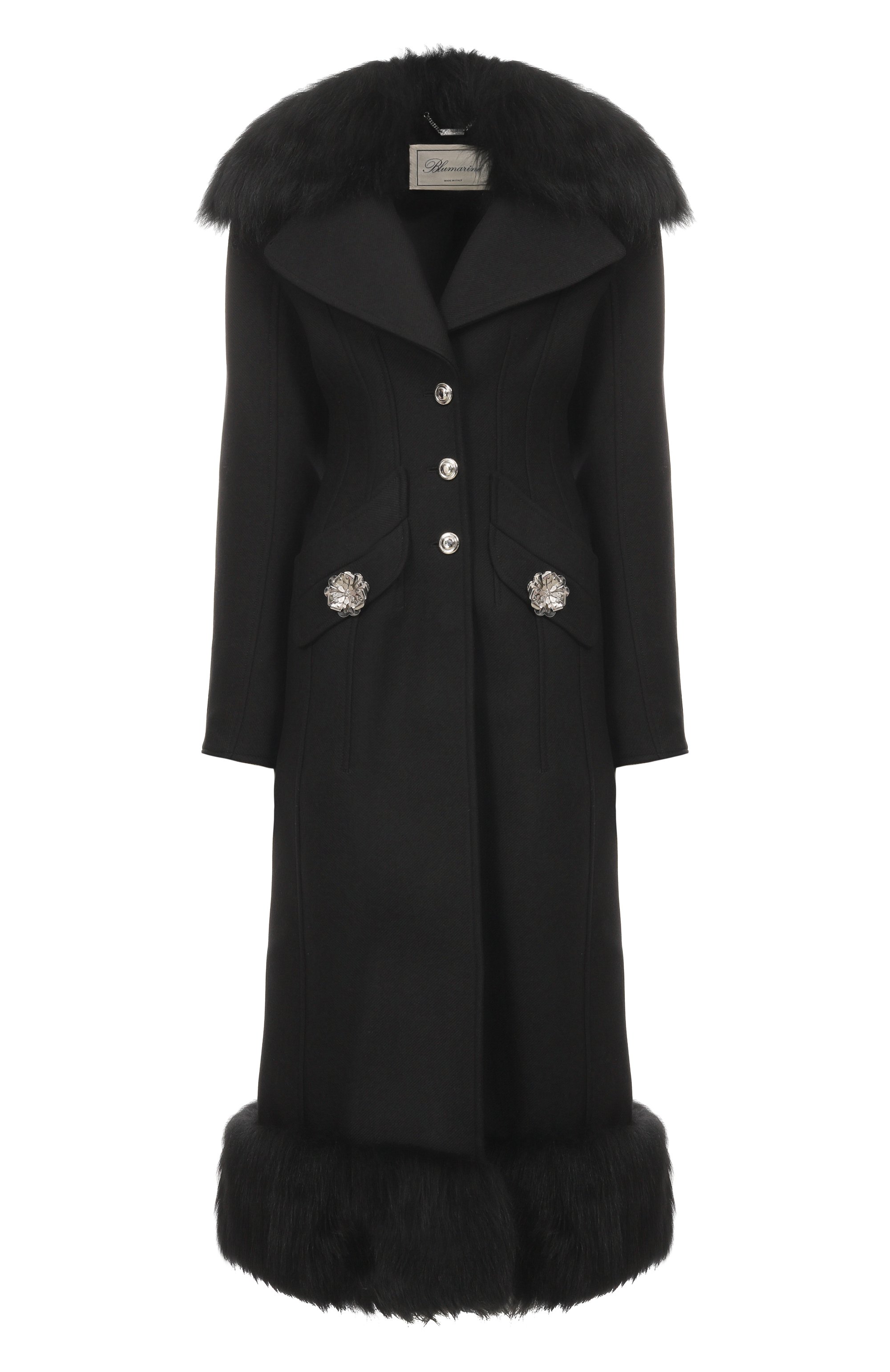 Шерстяное пальто BLUMARINE черного цвета по цене 266000 руб., арт. 4S035A, фото 1 Шерстяное пальто BLUMARINE, арт. 4S035A, фото 1