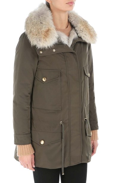 Пуховик прямого кроя с накладными карманами и меховой отделкой MONCLER, арт. B2-093-46377-25-57136, фото 3