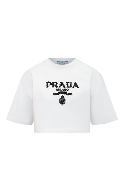 Женская хлопковая футболка PRADA, арт. 3560AR-103H-F0009-212