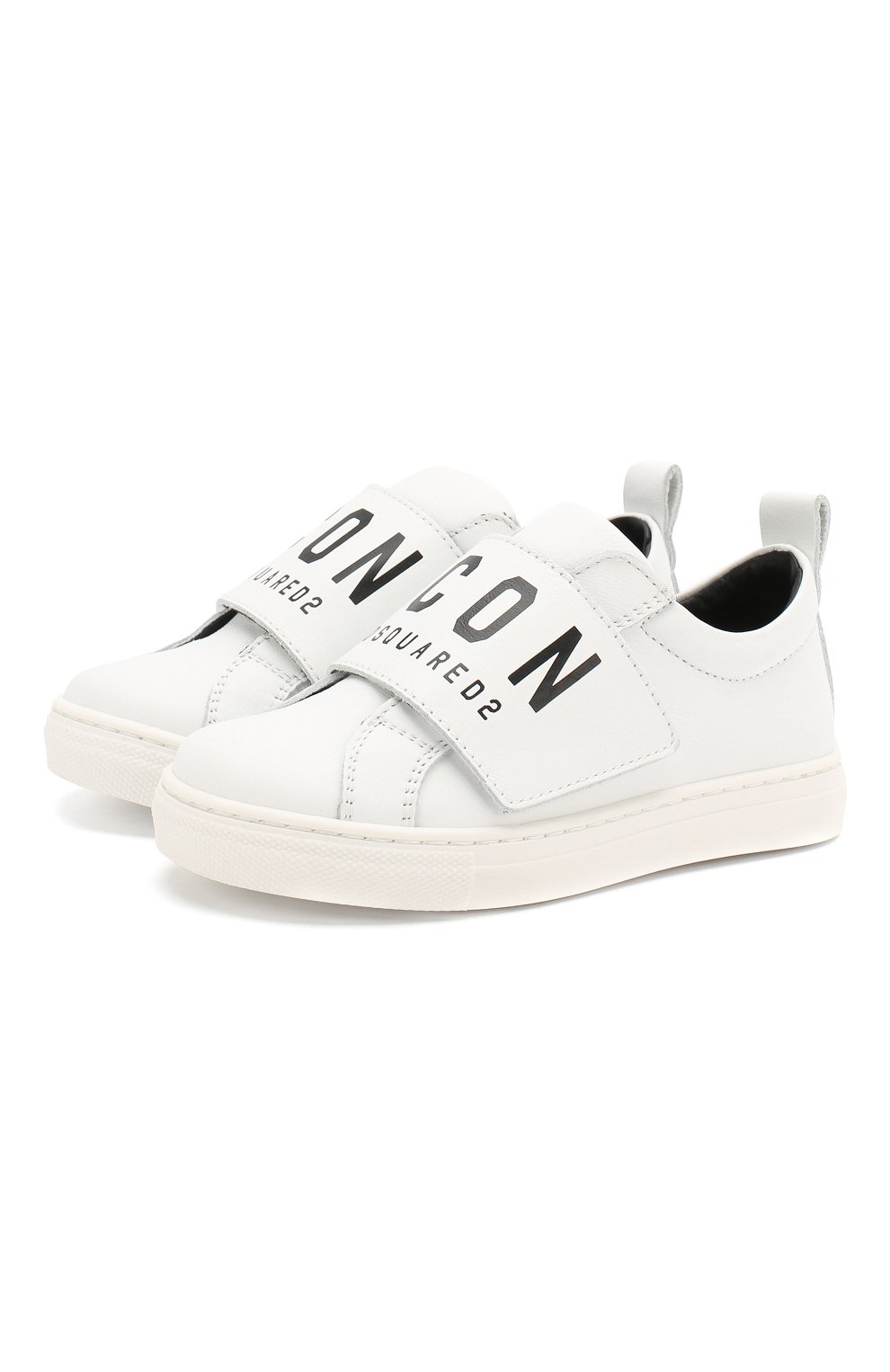 Кожаные кеды DSQUARED2 белого цвета по цене 27650 руб., арт. 59777/28-35, фото 1 Кожаные кеды DSQUARED2, арт. 59777/28-35, фото 1