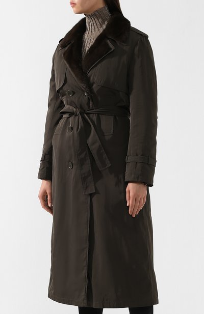 Двубортное пальто с подкладкой из меха норки YVES SALOMON, арт. 9WYM39620NYVC, фото 3