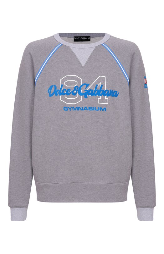 Хлопковый свитшот Dolce & Gabbana G9BZMT/HU7ME Серый G9BZMT/HU7ME