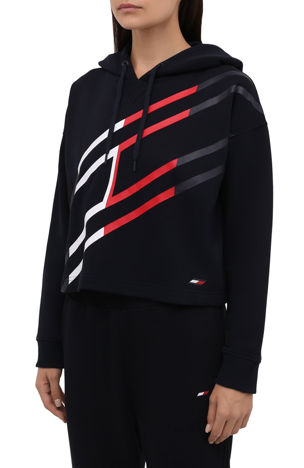 Хлопковое худи TOMMY HILFIGER темно-синего цвета по цене 10990 руб., арт. S10S101161, фото 3 Хлопковое худи TOMMY HILFIGER, арт. S10S101161, фото 3