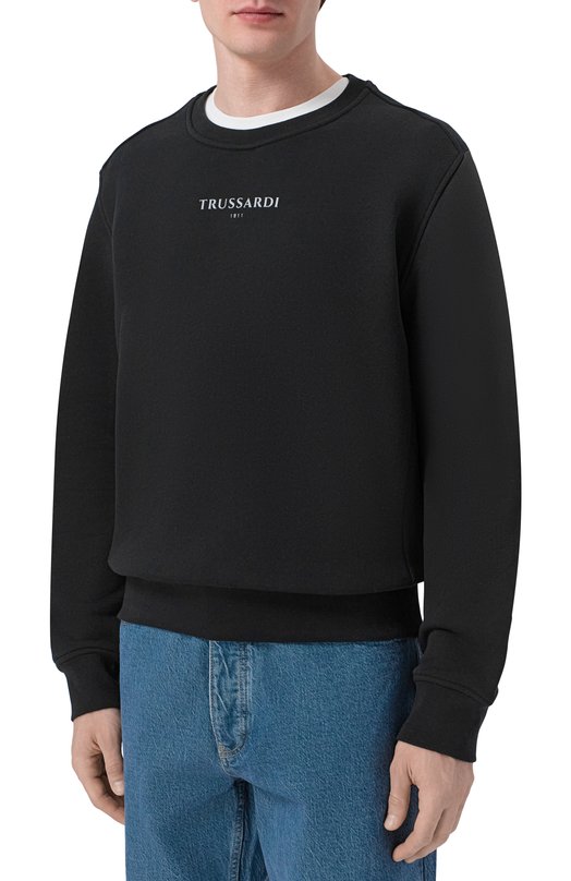 Хлопковый свитшот Trussardi G8158000133N Чёрный  G8158000133N Фото 3