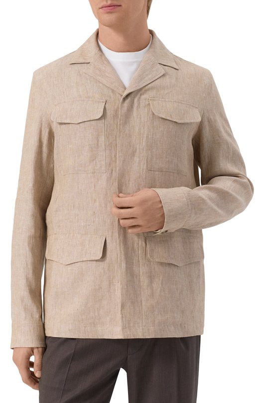 Льняная куртка-рубашка Paul&Shark 25412712 Бежевый  25412712 Фото 3