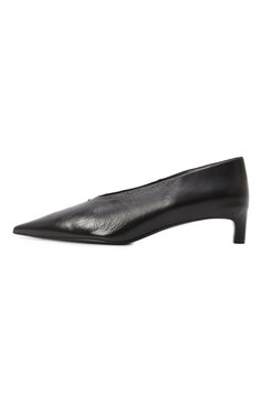 Женские кожаные туфли JIL SANDER черного цвета, арт. J15WL0056/P8024 | Фото 4 (Подошва: Плоская; Материал внешний: Натуральная кожа; Драгоценные камни: Проставлено; Материал внутренний: Натуральная кожа; Каблук тип: Kitten heel; Материал сплава: Проставлено; Каблук высота: Низкий)