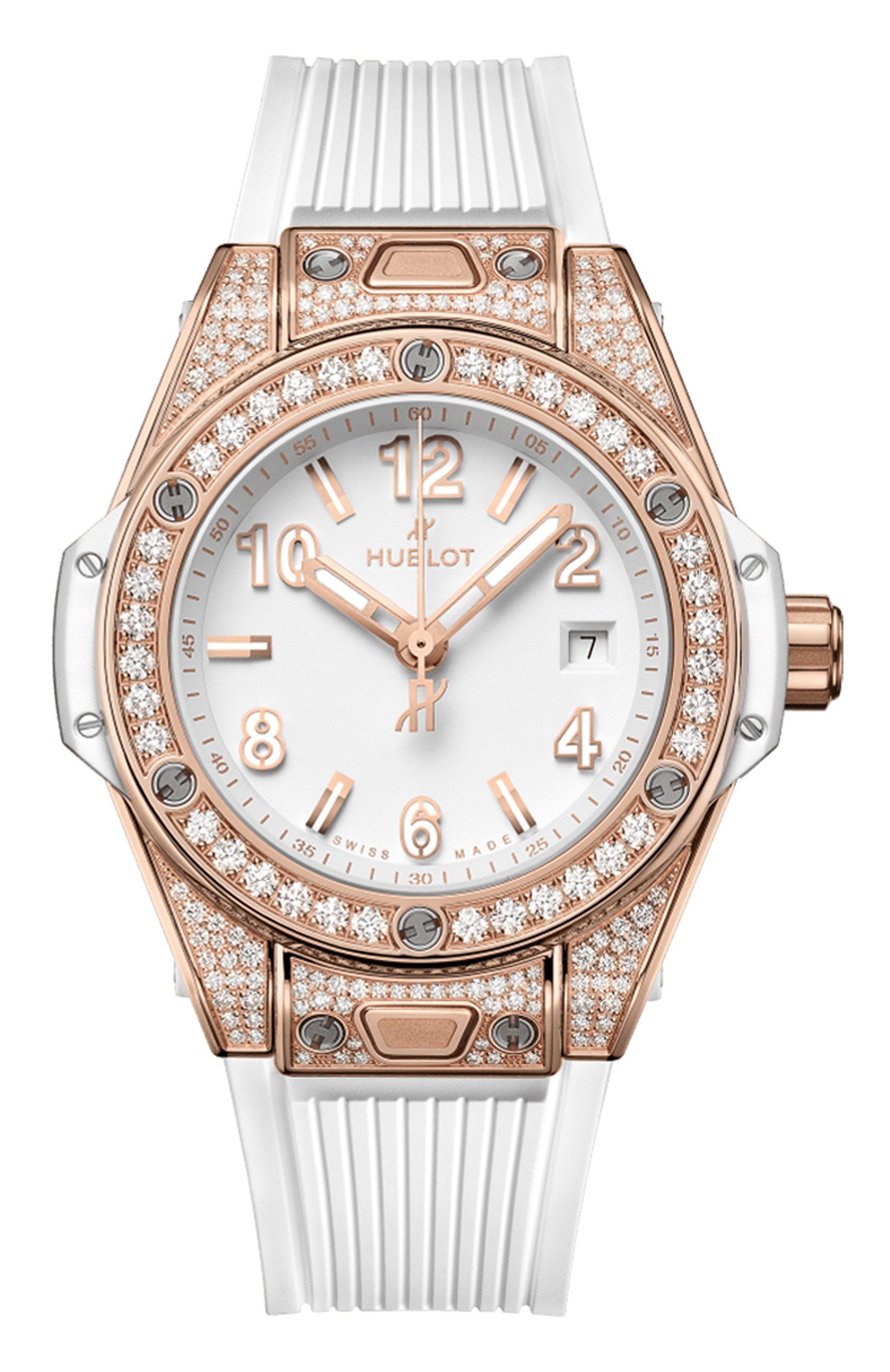 Часы one click king gold white diamonds pave HUBLOT, арт. 485.OE.2080.RW.1604, фото 1
