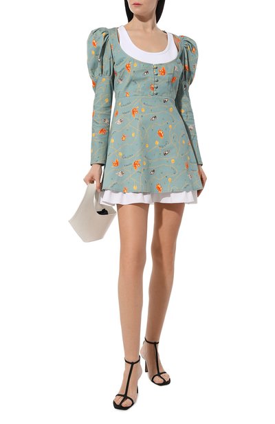 Хлопковое платье BOTROIS бирюзового цвета по цене 28900 руб., арт. SKU00033503, фото 2 Хлопковое платье BOTROIS, арт. SKU00033503, фото 2