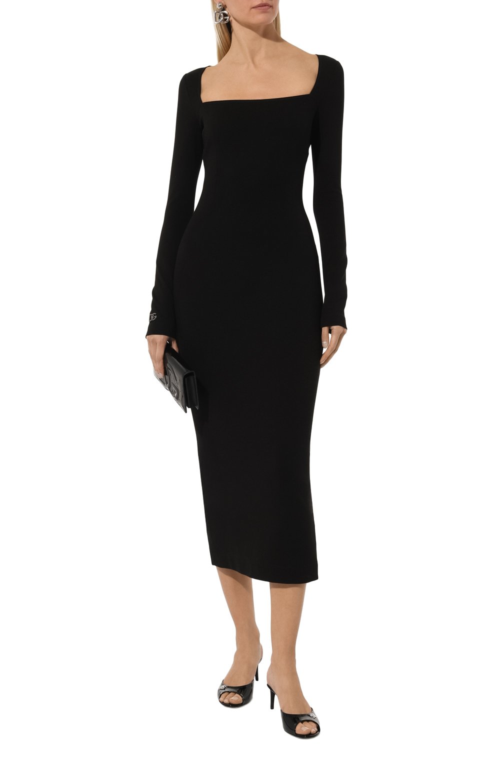 Платье из вискозы DOLCE & GABBANA черного цвета по цене 190000 руб., арт. F6CNYT/FUGRE, фото 2 Платье из вискозы DOLCE & GABBANA, арт. F6CNYT/FUGRE, фото 2