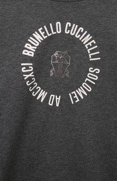 Детская хлопковый лонгслив BRUNELLO CUCINELLI темно-серого цвета, арт. B0T81T454C | Фото 3 (Материал внешний: Хлопок; Рукава: Длинные; Девочки Кросс-КТ: Лонгслив-одежда; Ростовка одежда: 12 лет | 152 см)