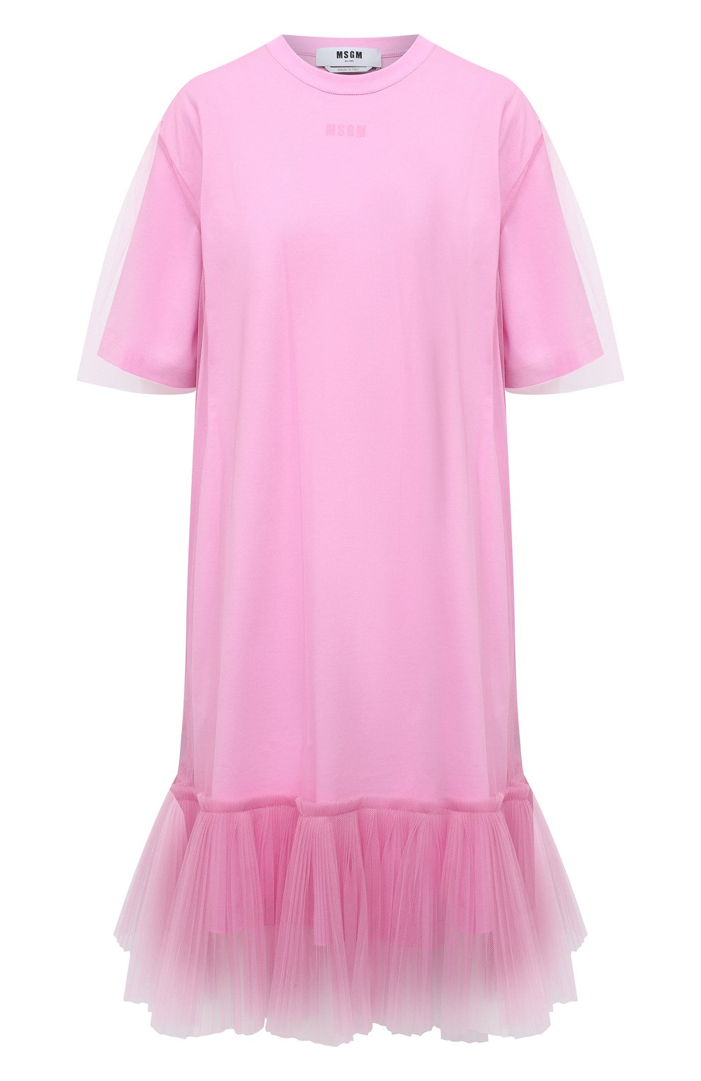 Хлопковое платье MSGM светло-розового цвета по цене 34200 руб., арт. 3041MDA66 217298, фото 1 Хлопковое платье MSGM, арт. 3041MDA66 217298, фото 1