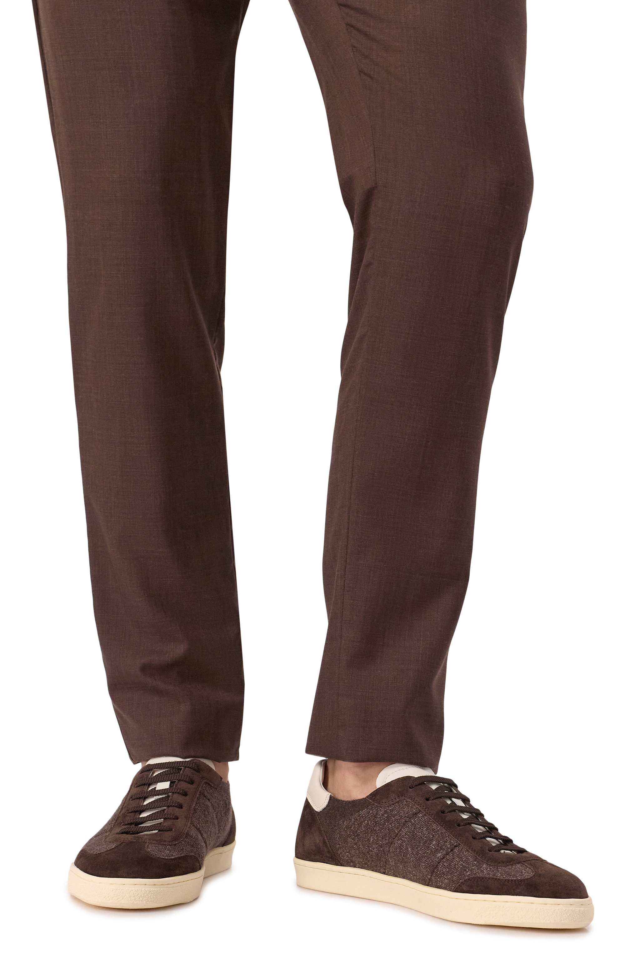 Текстильные кеды BRUNELLO CUCINELLI темно-коричневого цвета по цене 120500 руб., арт. MZUKVTN286, фото 3 Текстильные кеды BRUNELLO CUCINELLI, арт. MZUKVTN286, фото 3