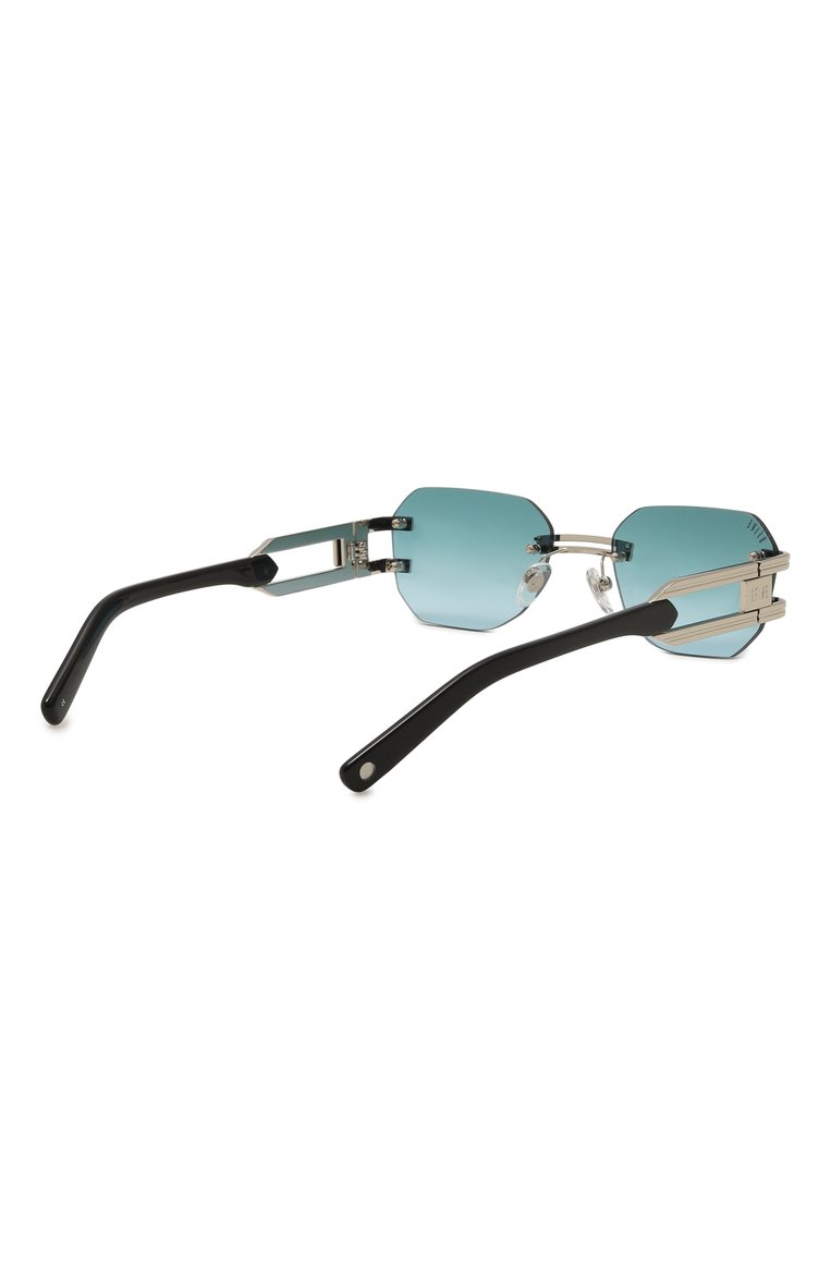 Женские солнцезащитные очки 9FIVE голубого цвета, арт. R0YALS LITE-PLATINUM / GREEN BLUE | Фото 5 (Нос: Не проставлено; Региональные ограничения белый список (Axapta Mercury): Не проставлено; Тип очков: С/з; Материал: Металл; Кросс-КТ: С/з-унисекс; Очки форма: Квадратные, Безоправные; Оптика Гендер: оптика-унисекс)