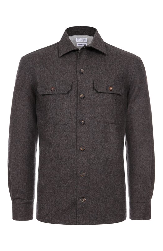 Шерстяная рубашка Brunello Cucinelli M038P0720 Коричневый M038P0720