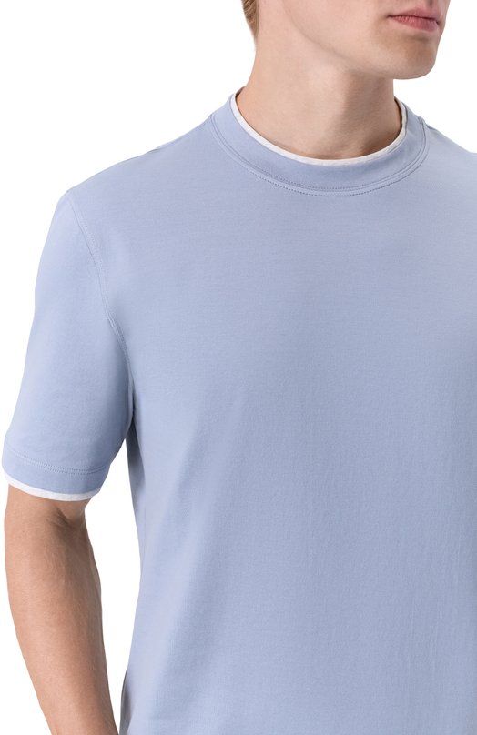 Хлопковая футболка Brunello Cucinelli M0B137427 Голубой  M0B137427 Фото 5