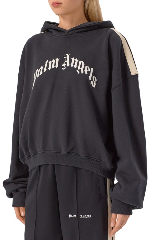 Хлопковое худи Palm Angels PWBB076F25FLE006 Чёрный  PWBB076F25FLE006 Фото 3