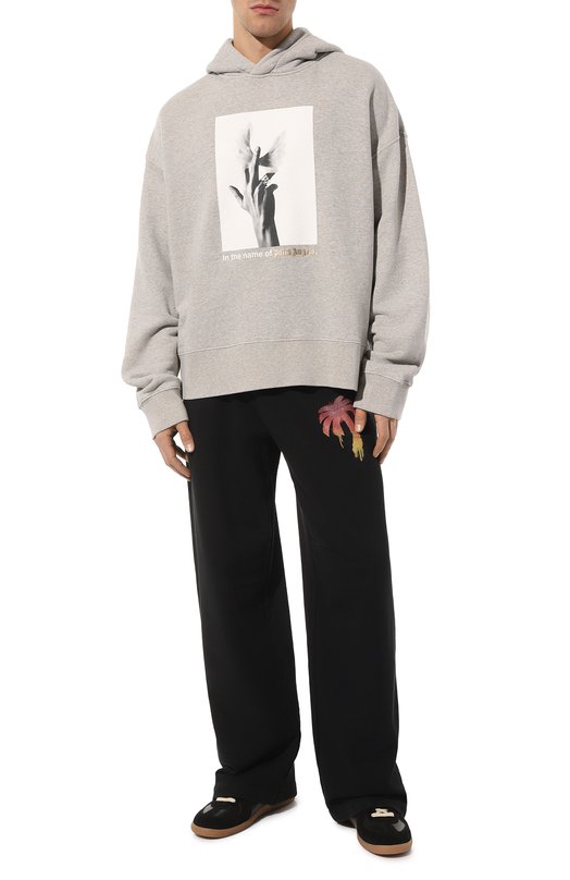 Хлопковое худи Palm Angels PMBB058F23FLE0020801 Серый  PMBB058F23FLE0020801 Фото 2