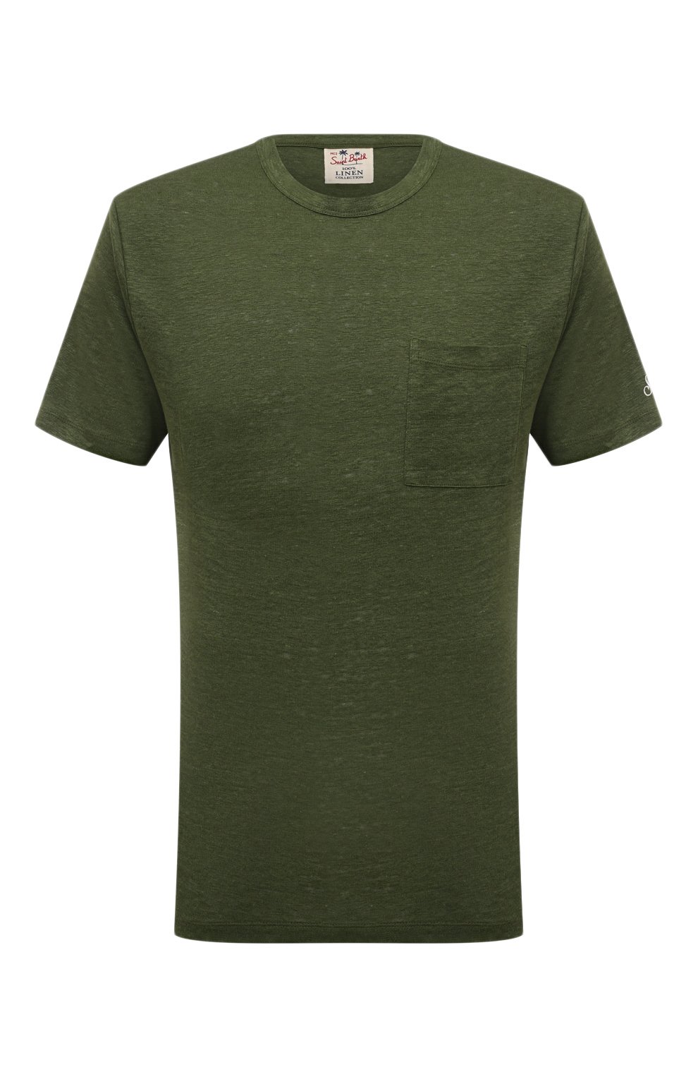 Льняная футболка MC2 SAINT BARTH темно-зеленого цвета по цене 12650 руб., арт. STBM ECSTASEA/ECS0001/02925B, фото 1 Льняная футболка MC2 SAINT BARTH, арт. STBM ECSTASEA/ECS0001/02925B, фото 1