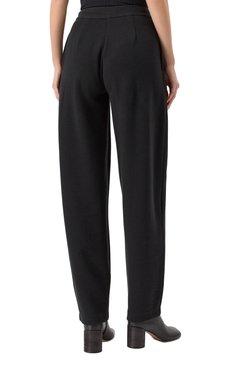 Женские брюки EMPORIO ARMANI черного цвета, арт. EW000681/AF12421 | Фото 4 (Длина (брюки, джинсы): Стандартные; Силуэт Ж (брюки и джинсы): Прямые; Женское Кросс-КТ: Брюки-одежда; Стили: Кэжуэл; Материал внешний: Хлопок, Синтетический материал)