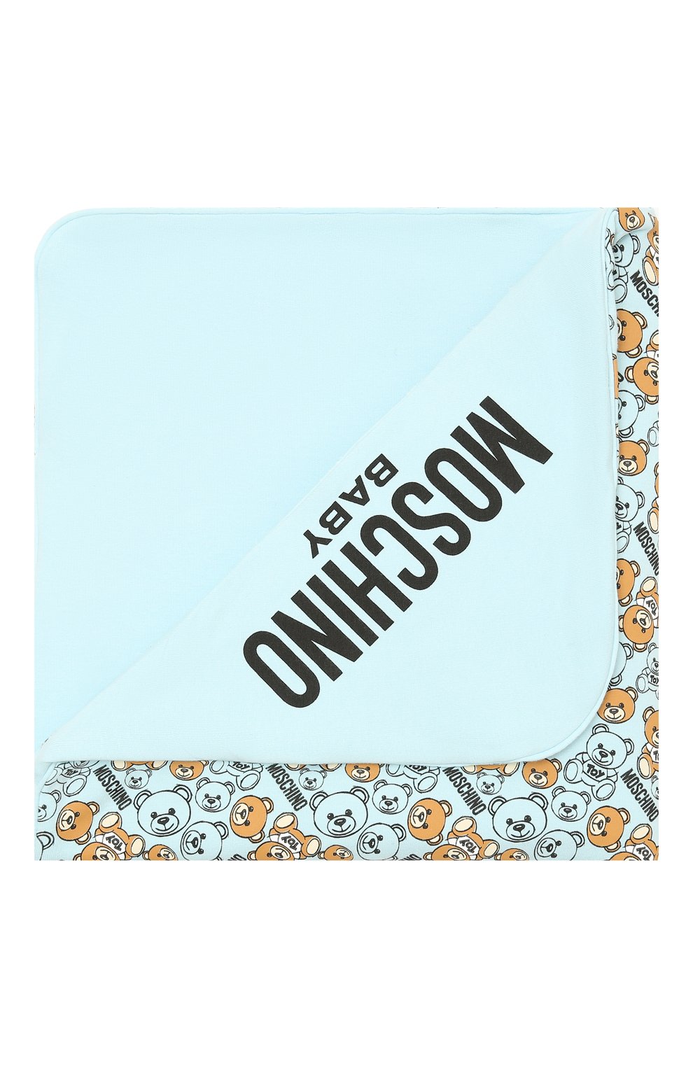 Хлопковое одеяло MOSCHINO голубого цвета по цене 12550 руб., арт. M8B000/LDB46, фото 1 Хлопковое одеяло MOSCHINO, арт. M8B000/LDB46, фото 1