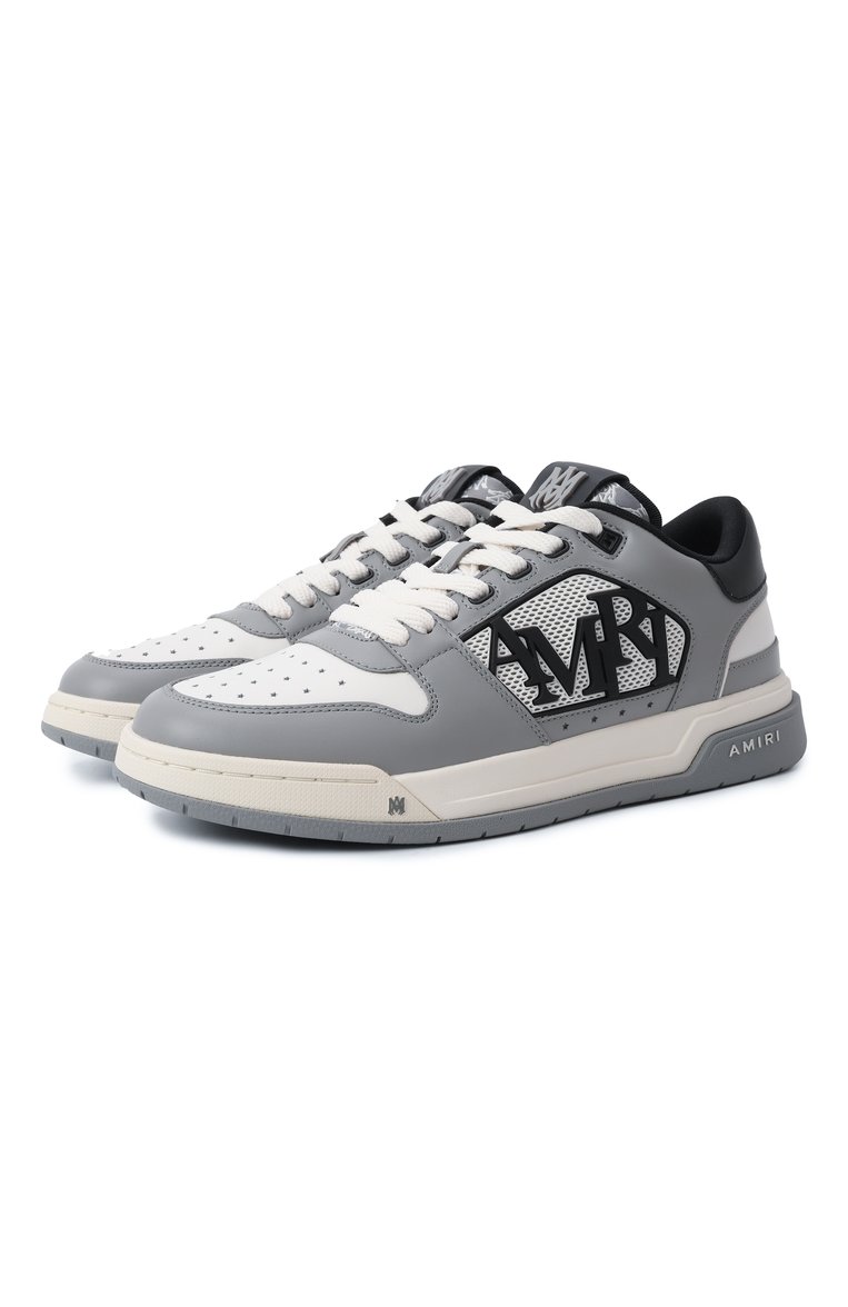 Мужские кожаные кеды classic AMIRI серого цвета, арт. AMF0SR1088 | Фото 1 (Подошва: Массивная; Материал внутренний: Текстиль; Материал внешний: Натуральная кожа; Материал утеплителя: Без утеплителя; Стили: Классический; Кросс-КТ: Низкие)
