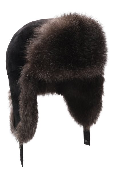 Женская меховая шапка-ушанка из норки и соболя MVST, арт. MH-03 SABLE FARM SIL 6/7 +MINK