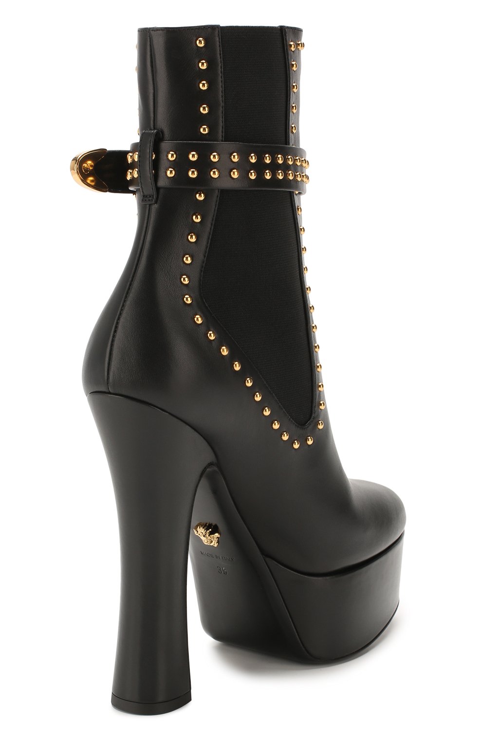 Кожаные ботильоны VERSACE черного цвета по цене 225500 руб., арт. DST203T/DVT4X, фото 4 Кожаные ботильоны VERSACE, арт. DST203T/DVT4X, фото 4