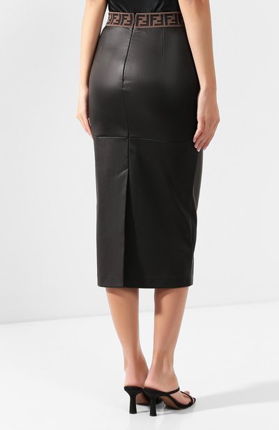 Кожаная юбка FENDI черного цвета по цене 151000 руб., арт. FPD893 VQP, фото 4 Кожаная юбка FENDI, арт. FPD893 VQP, фото 4