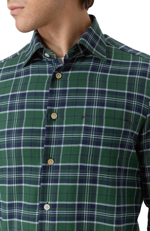 Рубашка из хлопка и кашемира Kiton UMCNERH0942007 Зелёный  UMCNERH0942007 Фото 5