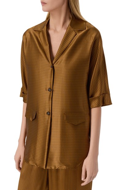 Атласная рубашка KITON бронзового цвета по цене 245500 руб., арт. D61406K0584I, фото 3 Атласная рубашка KITON, арт. D61406K0584I, фото 3
