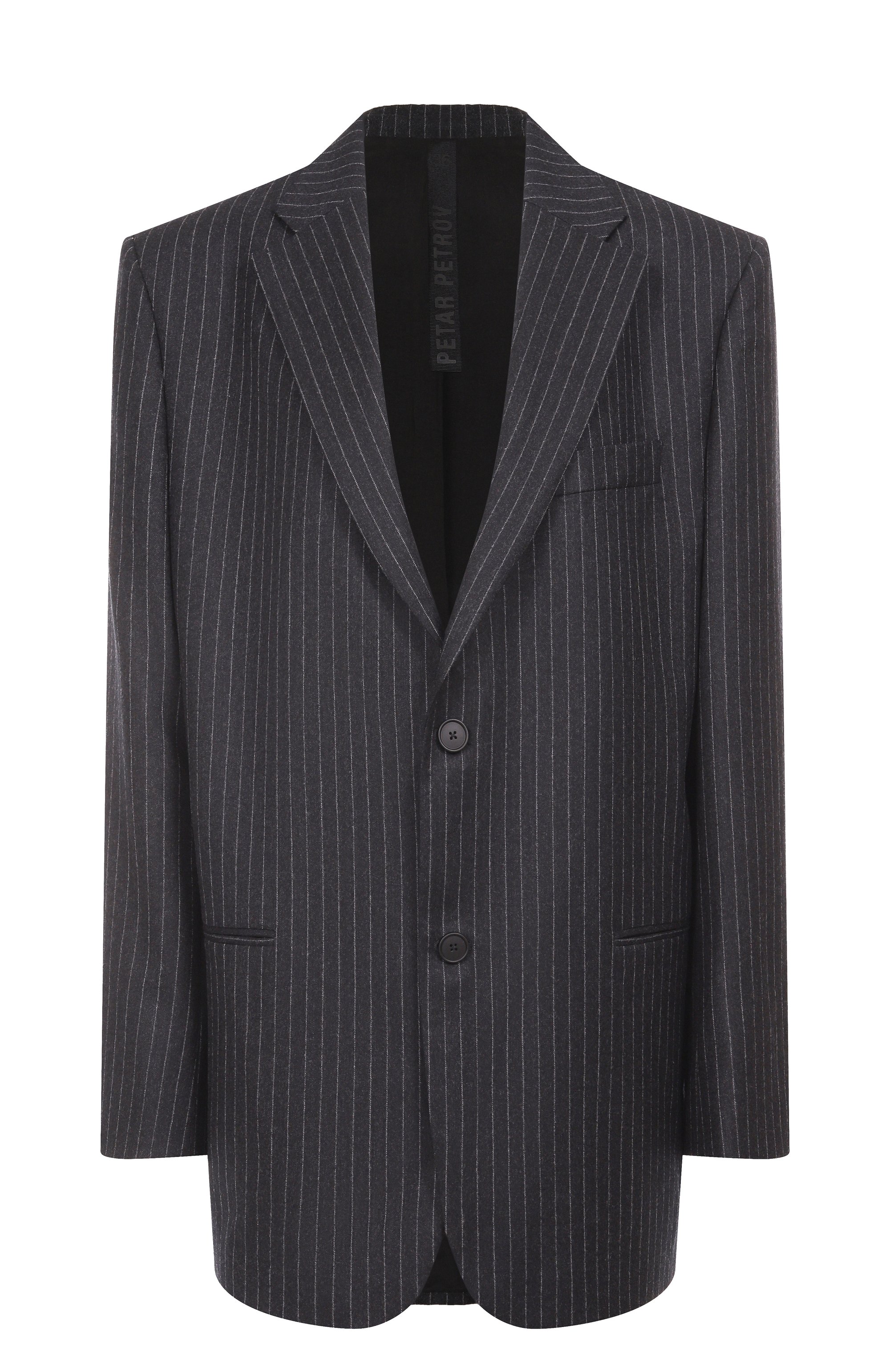 Шерстяной жакет PETAR PETROV темно-серого цвета по цене 230000 руб., арт. F25TJ9B/W00L, фото 1 Шерстяной жакет PETAR PETROV, арт. F25TJ9B/W00L, фото 1
