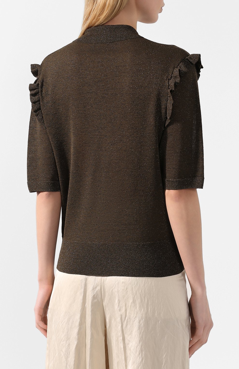 Пуловер из вискозы DRIES VAN NOTEN хаки цвета по цене 45200 руб., арт. 201-11219-9700, фото 4 Пуловер из вискозы DRIES VAN NOTEN, арт. 201-11219-9700, фото 4