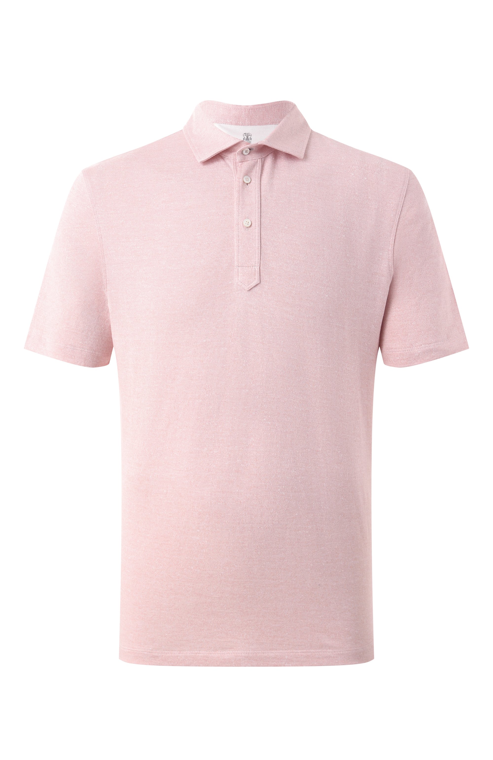 Поло из хлопка и льна BRUNELLO CUCINELLI розового цвета по цене 99500 руб., арт. MW8623936, фото 1 Поло из хлопка и льна BRUNELLO CUCINELLI, арт. MW8623936, фото 1