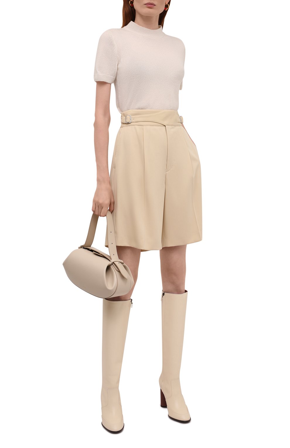 Кожаные сапоги column LORO PIANA кремового цвета по цене 209000 руб., арт. FAL7745, фото 2 Кожаные сапоги column LORO PIANA, арт. FAL7745, фото 2